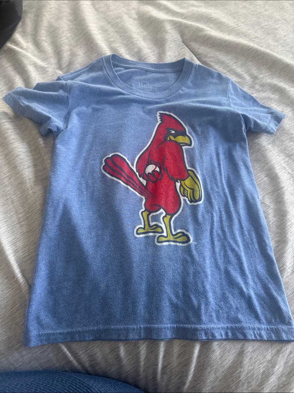 Stitches Light Blue Tee with Faded White Logo